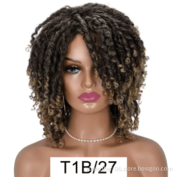 Dreadlocks Wigs Hair Cheap Soft Brown Fiber Colored Heat Resistant Short Synthetic Braided Wigs For Black Women